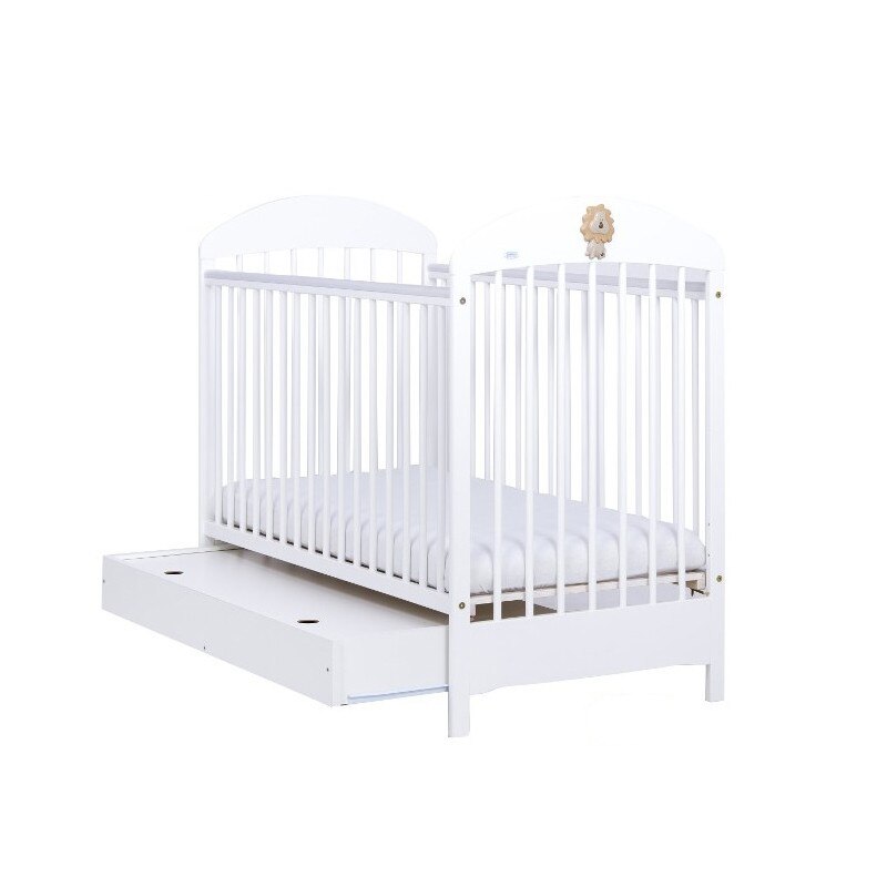 Patut din lemn cu sertar 60 x 120 cm Drewex Lion2A, Alb