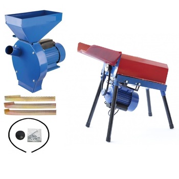 Set - Moara electrica pentru uruiala si cereale Micul Fermier Nr. 2, 2.5 KW + Batoza de porumb dubla 2.2 KW, 100% CUPRU Set - Moara electrica pentru uruiala si cereale Micul Fermier Nr. 2, 2.5 KW + Batoza de porumb dubla 2.2 KW, 100% CUPRU