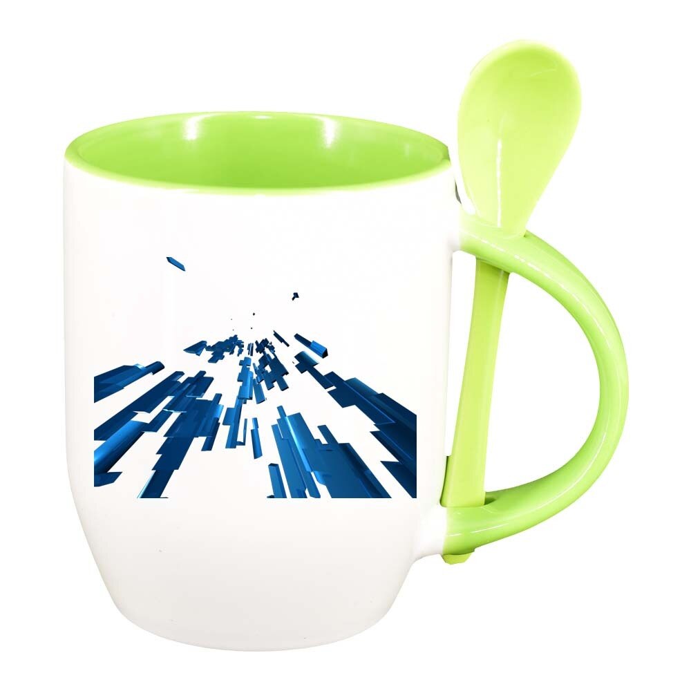 Cana Forme cu lingurita, interior verde deschis, 330ml, D303