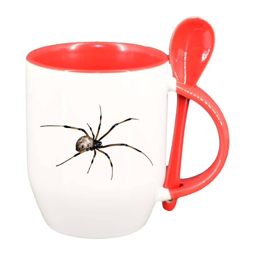 Cana Spider cu lingurita, interior rosu, 330ml, D308