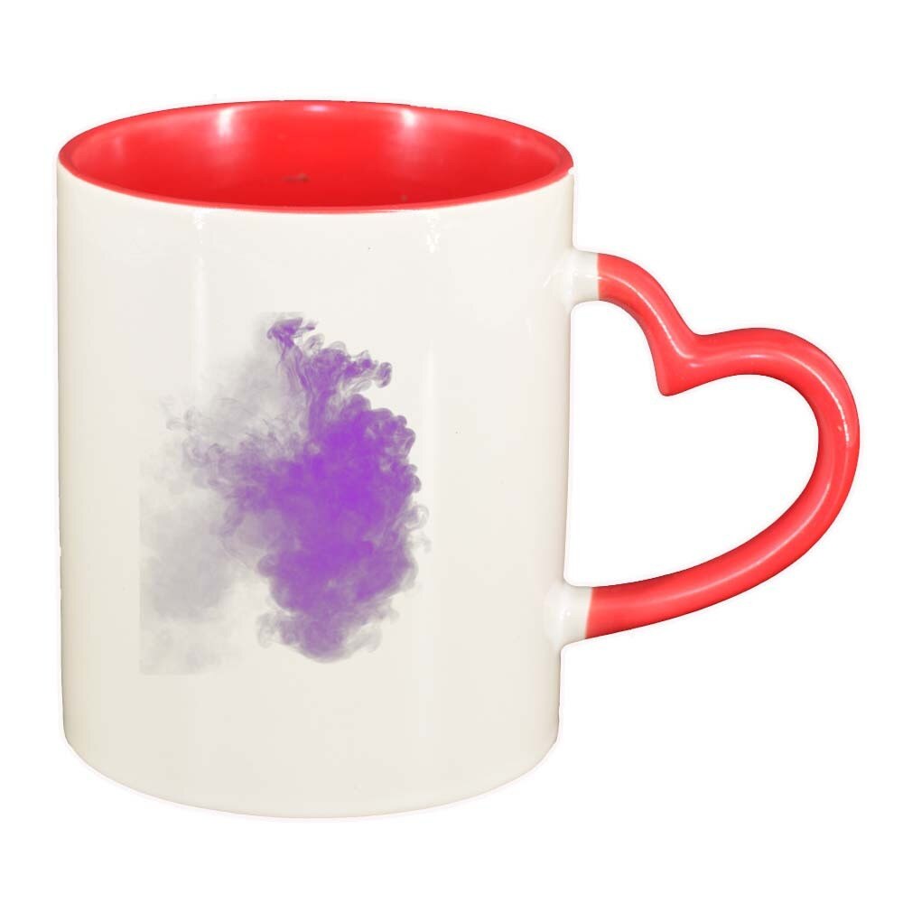 Cana Colour, interior rosu, maner inima, 330ml, D305