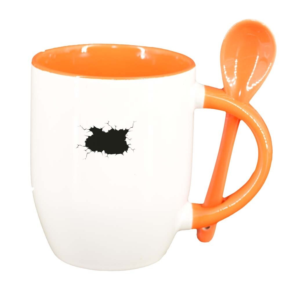 Cana Hole cu lingurita, interior portocaliu, 330ml, D304