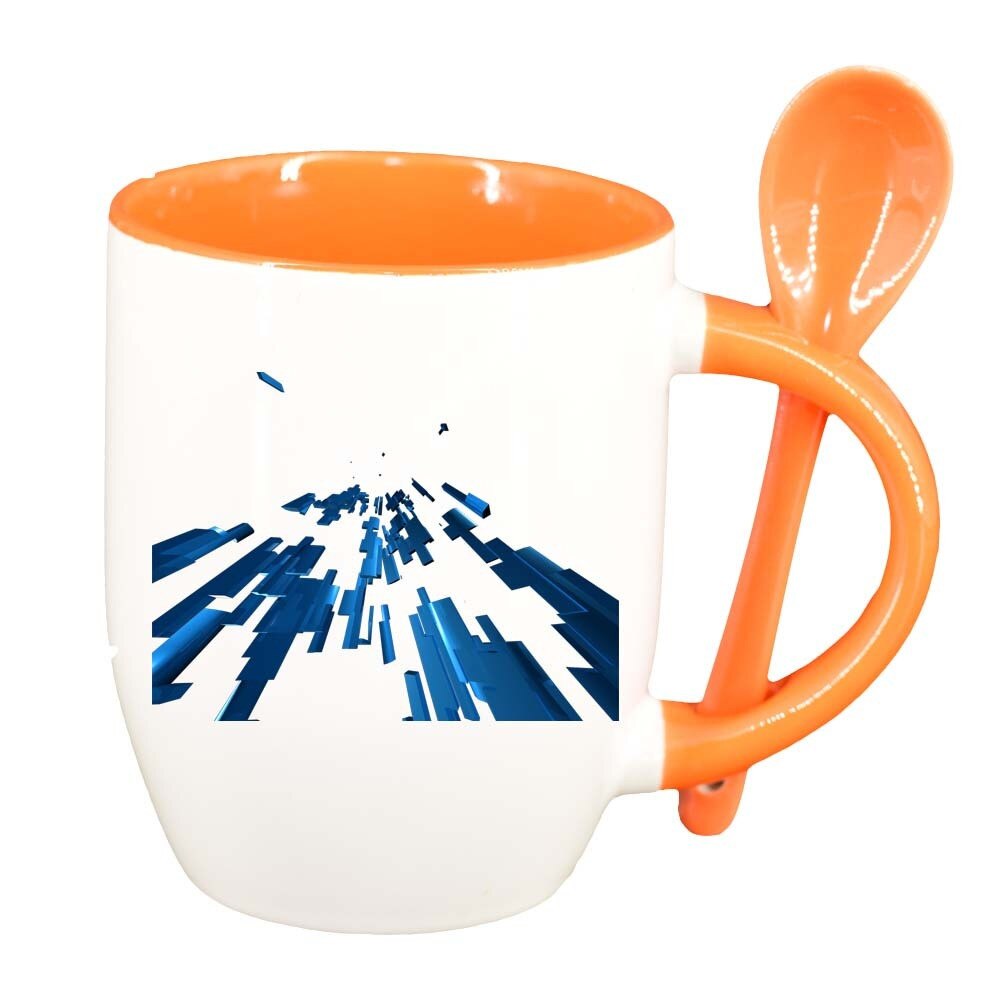 Cana Forme cu lingurita, interior portocaliu, 330ml, D303