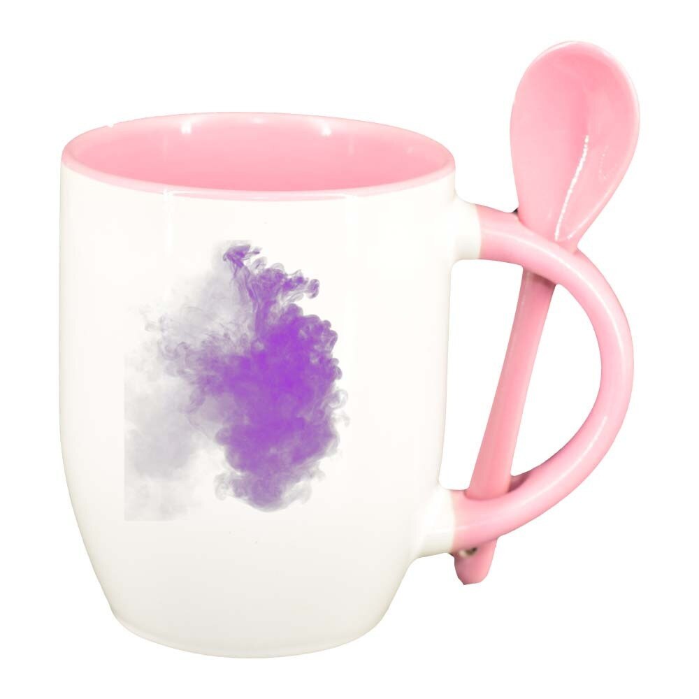 Cana Colour cu lingurita, interior roz, 330ml, D305