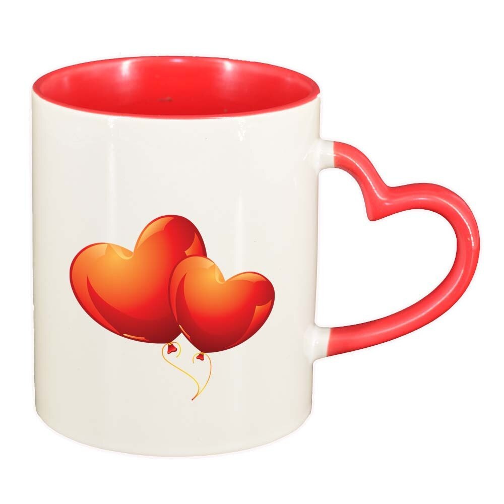 Cana Love, interior rosu, maner inima, 330ml, D302