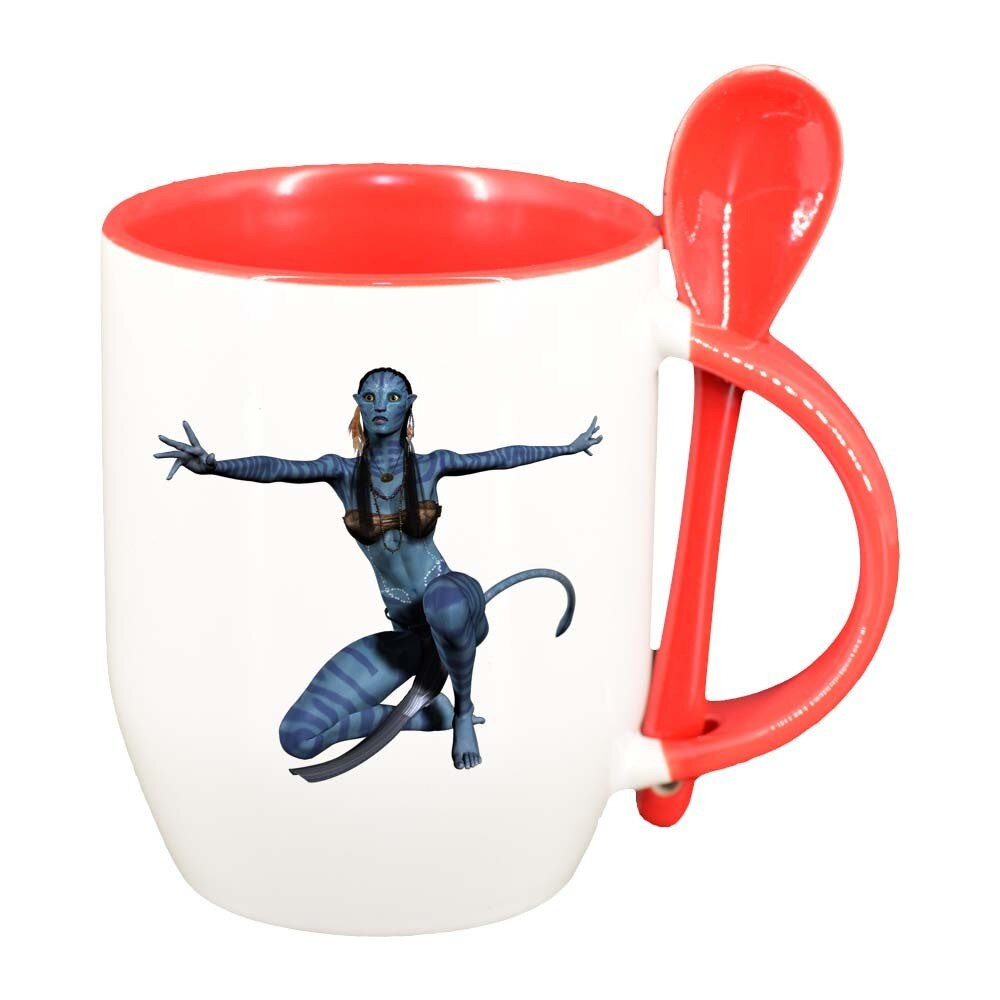 Cana Avatar cu lingurita, interior rosu, 330ml, D314