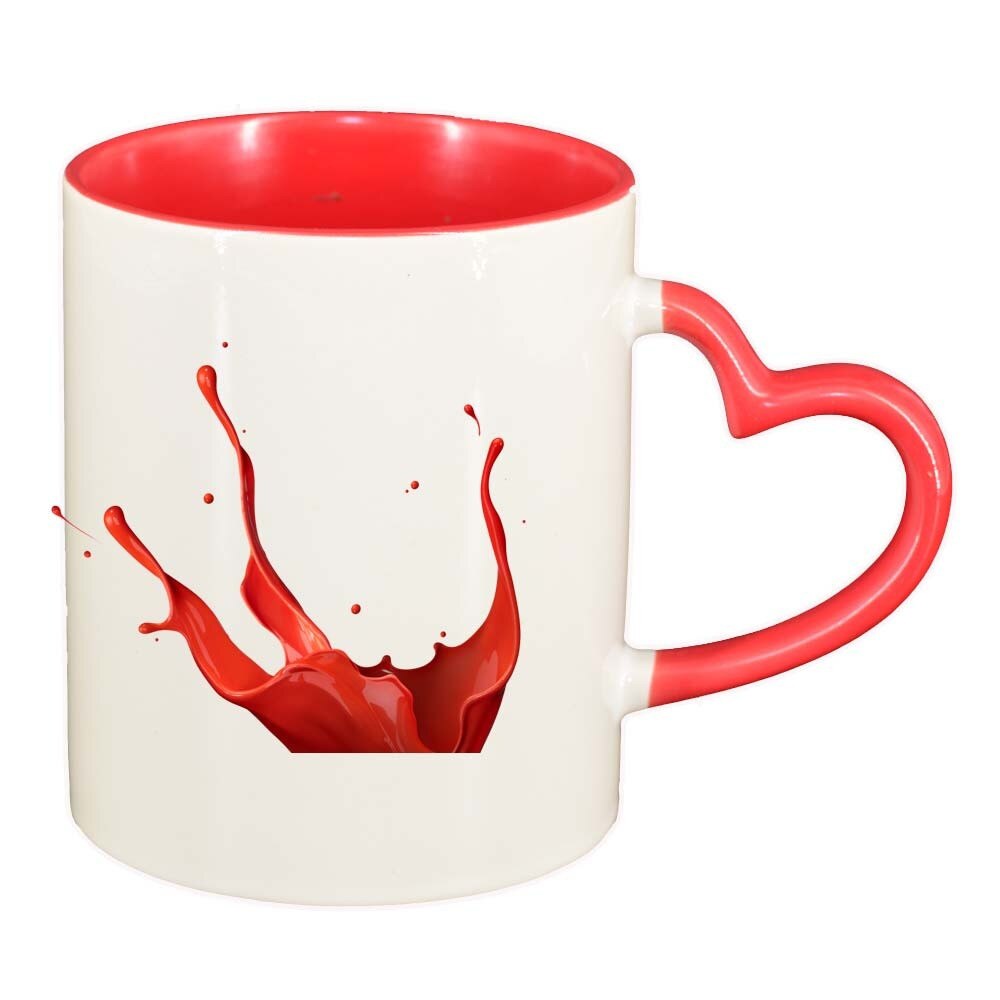 Cana Colour, interior rosu, maner inima, 330ml, D311