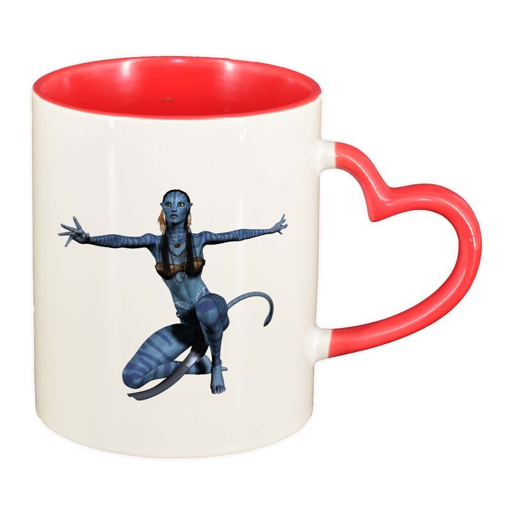 Cana Avatar, interior rosu, maner inima, 330ml, D314