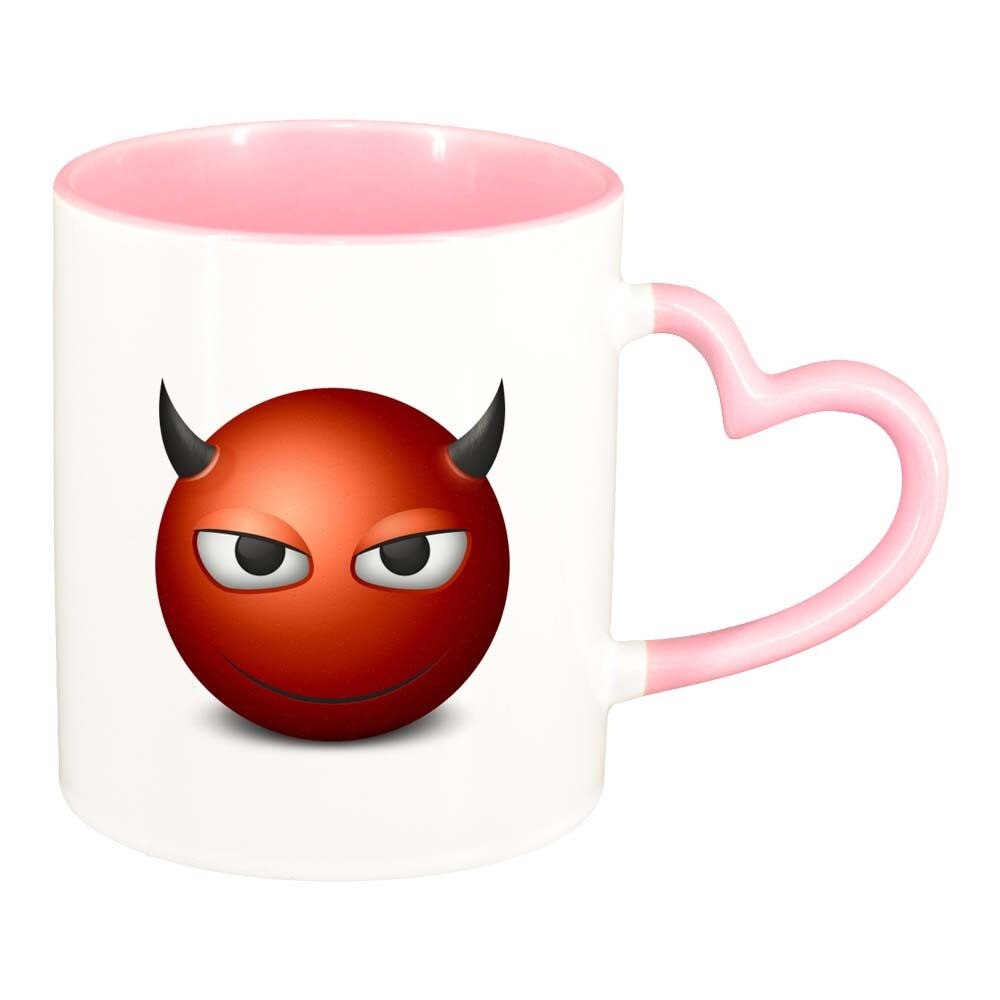 Cana Devil, interior roz, maner inima, 330ml, D315