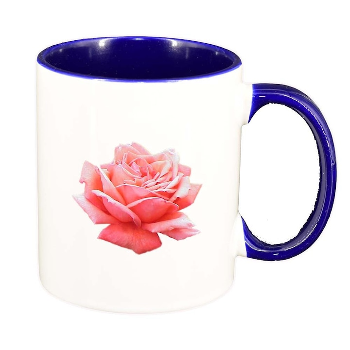 Чаша роза, тъмно син интериор, 330мл, D312