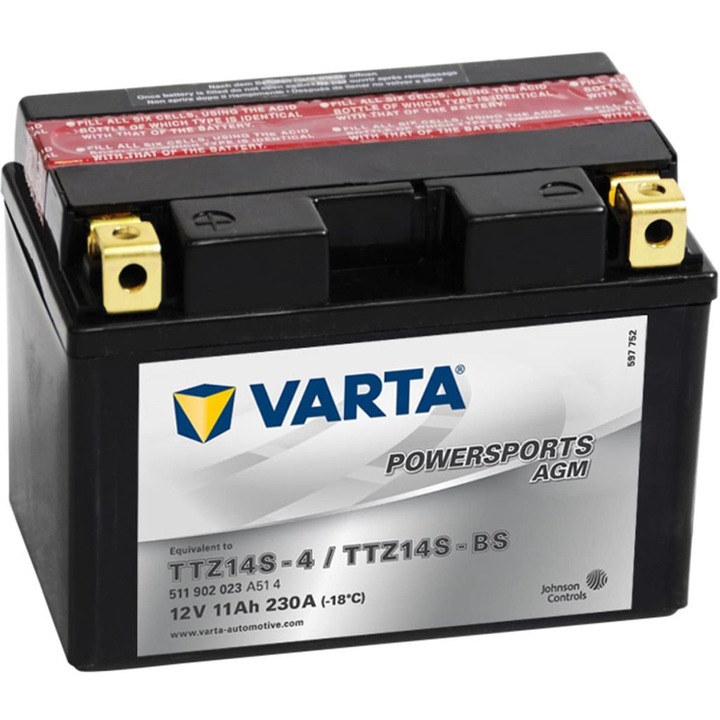 Акумулатор за мотоциклет Varta AGM TZ14S-511902 11Ah 150x87x110