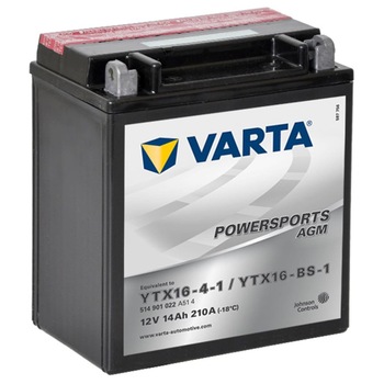 Baterie pentru motocicleta Powersports AGM 12 V 14 Ah YTX16-4-1 / YTX16-BS-1, Varta Baterie pentru motocicleta Powersports AGM 12 V 14 Ah YTX16-4-1 / YTX16-BS-1, Varta
