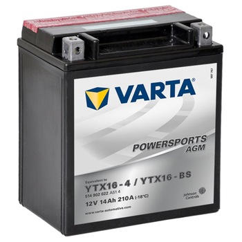 Baterie pentru motocicleta Powersports AGM 12 V 14 Ah YTX16-4 / YTX16-BS, Varta Baterie pentru motocicleta Powersports AGM 12 V 14 Ah YTX16-4 / YTX16-BS, Varta