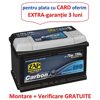 Baterie auto Zap CARBON EFB Start & Stop 75Ah Baterie auto Zap CARBON EFB Start & Stop 75Ah