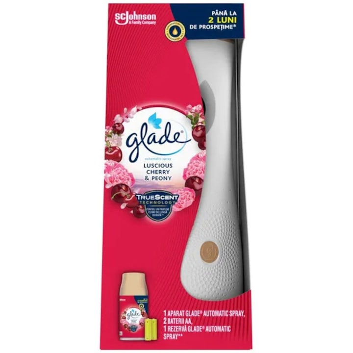 Автоматичен ароматизатор за стая Glade Cherry&Peony, Дълготрайно действие, 269 мл