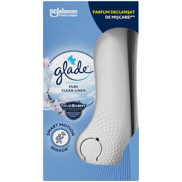 Автоматичен ароматизатор за стая Glade Sense & Spray Clean, Дълготрайно действие, 18 мл