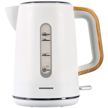 Fierbator electric Heinner HEK-WH2200BB, 2200 W, 1.7 L, baza rotativa 360°, oprire automata, filtru detasabil, Alb Fierbator electric Heinner HEK-WH2200BB, 2200 W, 1.7 L, baza rotativa 360°, oprire automata, filtru detasabil, Alb