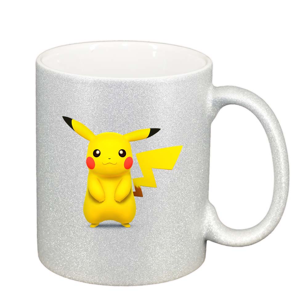 Cana Pikachu, argintiu sidefata glitter, 330ml, D319