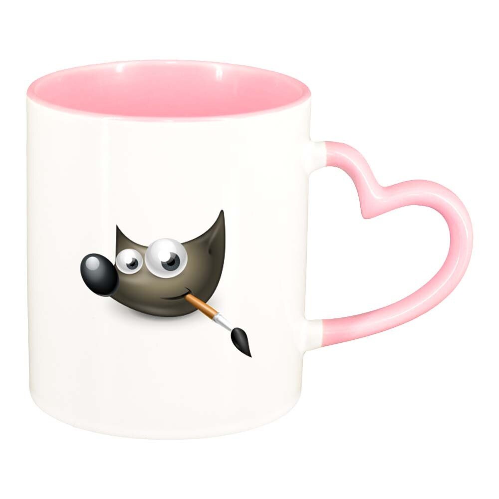 Cana Fox, interior roz, maner inima, 330ml, D317