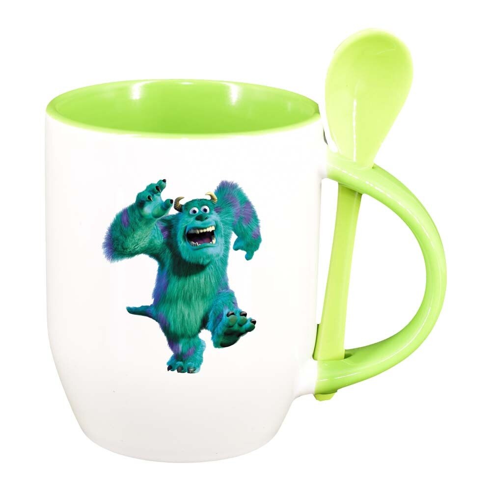 Cana Monster Inc cu lingurita, interior verde deschis, 330ml, D321