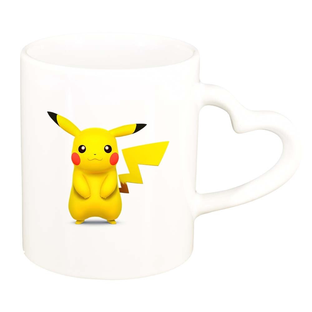 Cana Pikachu, alb, maner inima, 330ml, D319