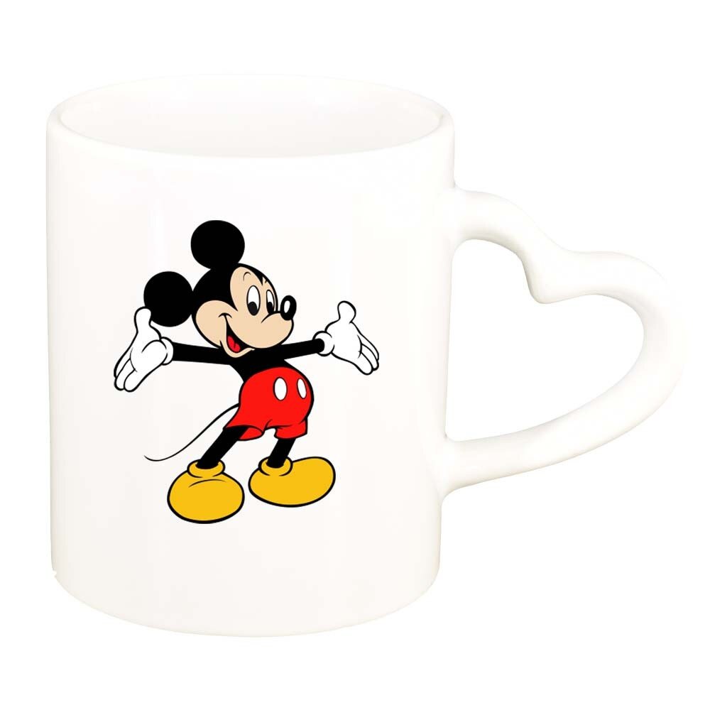 Cana Mickey Mouse, alb, maner inima, 330ml, D316