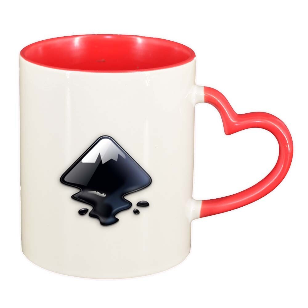 Cana Colour, interior rosu, maner inima, 330ml, D318