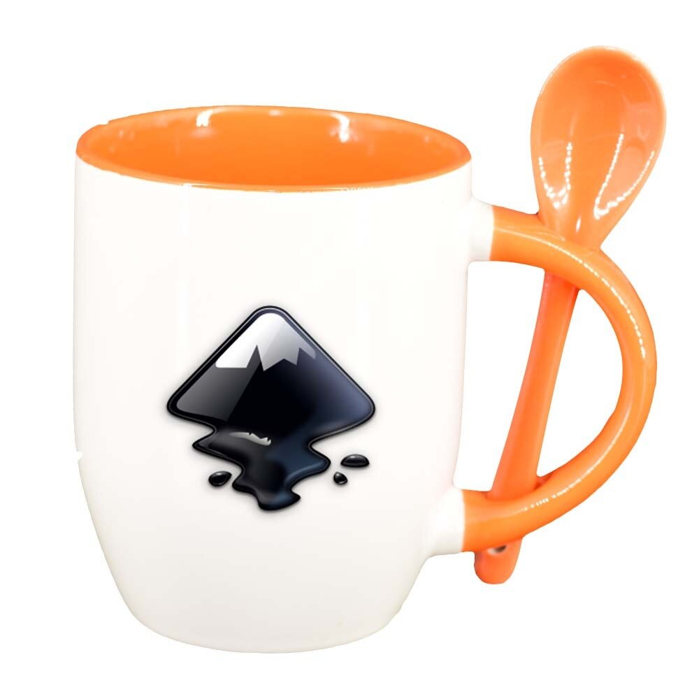 Cana Colour cu lingurita, interior portocaliu, 330ml, D318