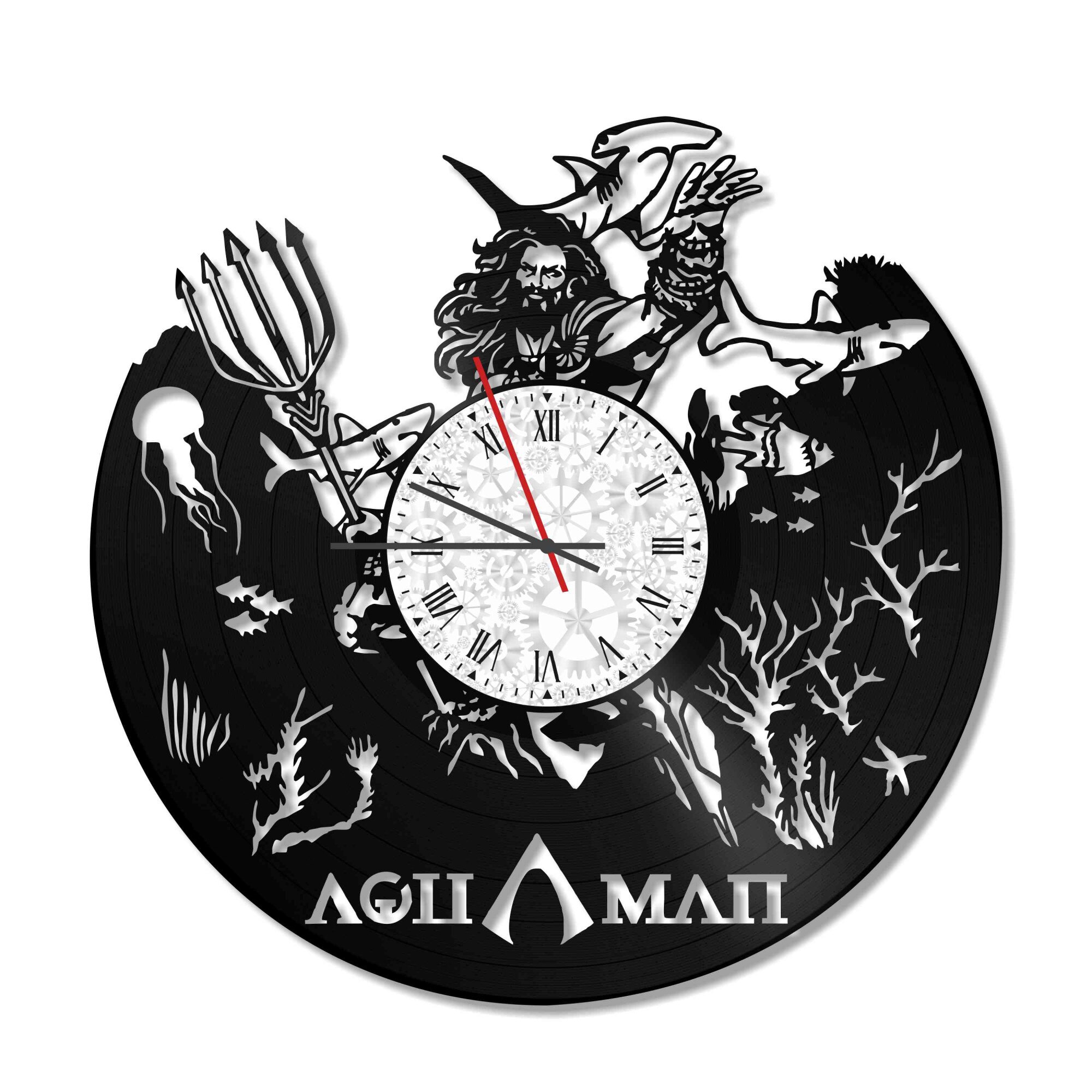 Ceas de perete Vintage din vinil Revival Vinyl Wall Clock Aquaman The Movie - diametru 29cm