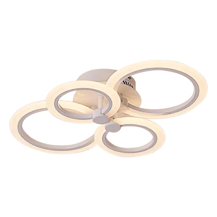 Lustra LED cu Telecomanda Betty 43W 4 Cercuri Lumina Rece/Calda/Neutra Dimabila Alb