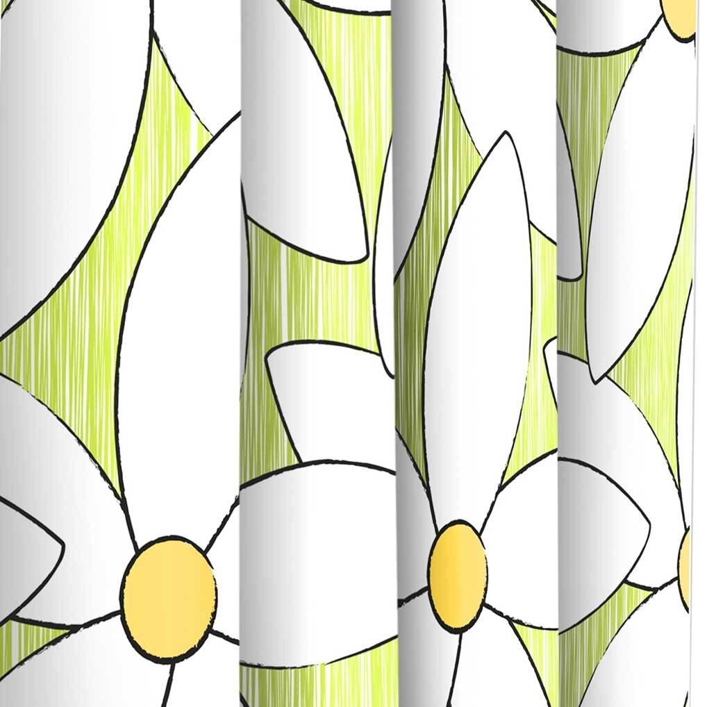 Perdea dus, Magnolia, model floral, alb/verde/galben, 180 x 200 cm