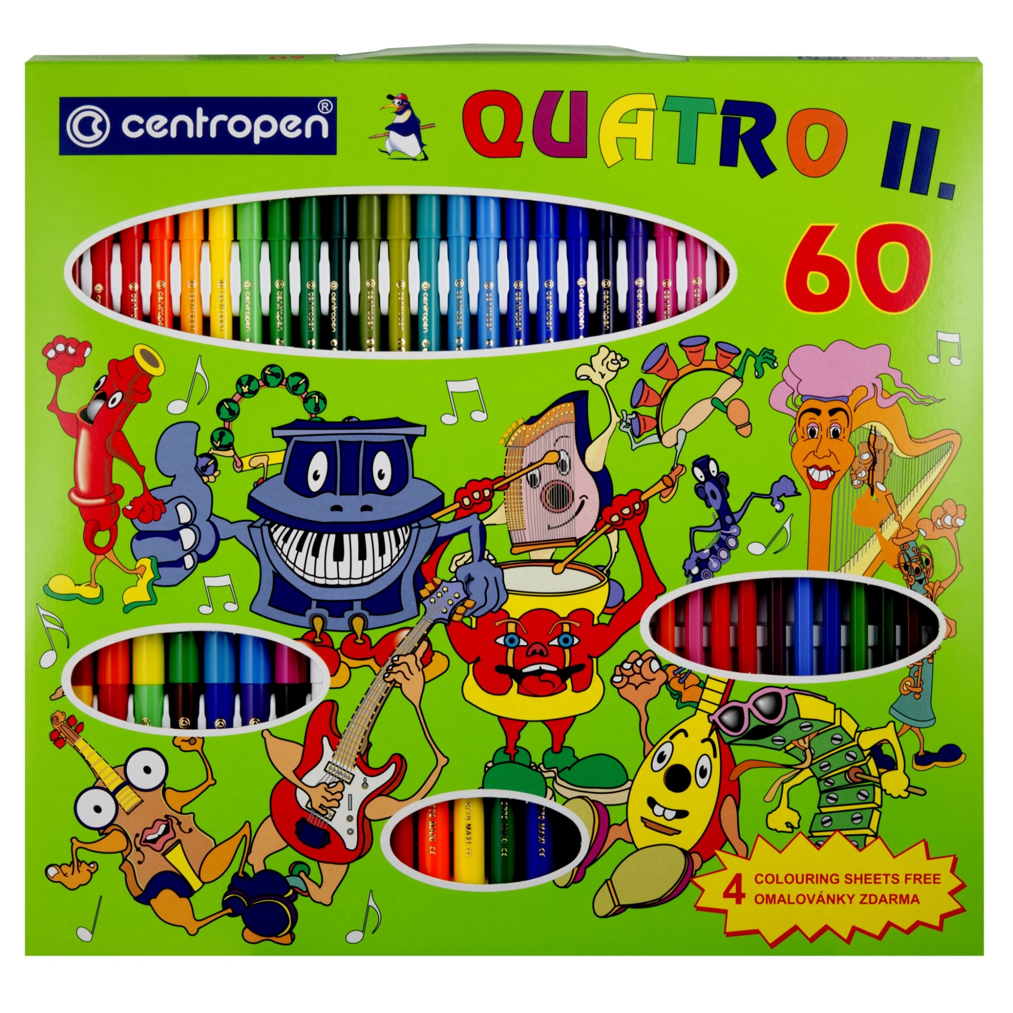 Set carioci, markere si creioane colorate Centropen Quatro II 9396 - 60 produse/set