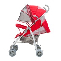Carucior Sport Jolly Kids pentru Copii cu Bara de protectie, Roti Duble , Materiale de Calitate Superioara , Centura de Siguranta inclusa , Copertina Rotunda Inclusa , Rosu