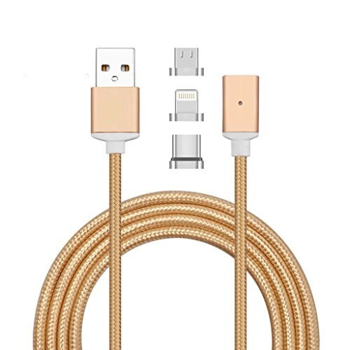 Cablu de date / Incarcare Magnetic, 3in1 - microUSB, Apple, USB Tip C, Auriu