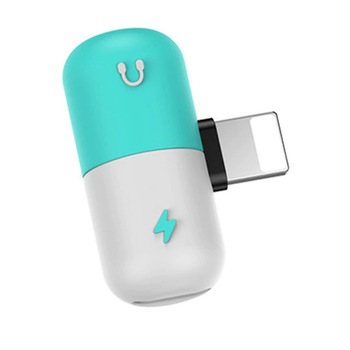 Adaptor Dual Lightning si Casti iPhone 2 in 1, mufa de incarcare rapida si casti simultan pentru iPhone 7, 8, X, XS, XR, Alb/Albastru Adaptor Dual Lightning si Casti iPhone 2 in 1, mufa de incarcare rapida si casti simultan pentru iPhone 7, 8, X, XS, XR, Alb/Albastru