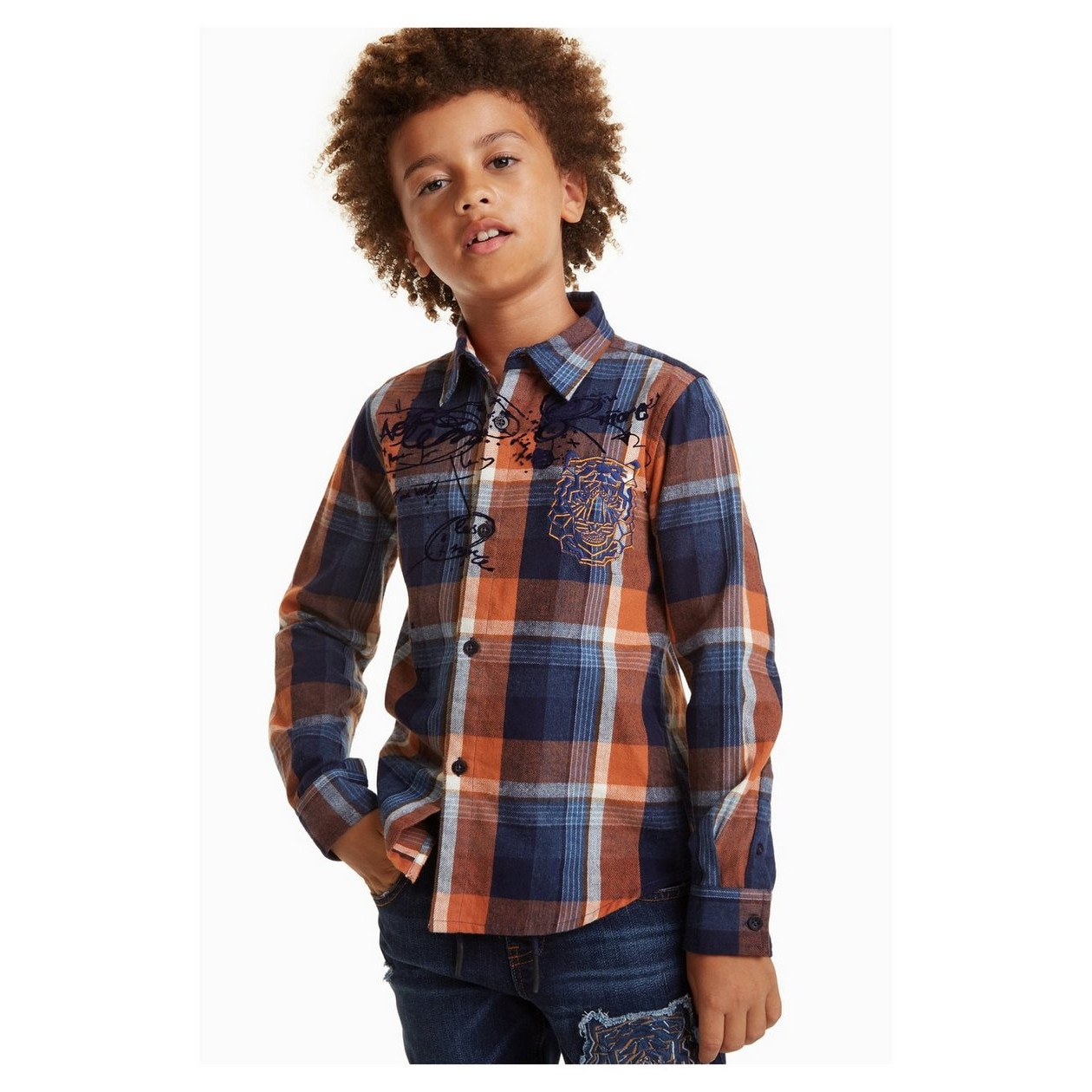 Camasa baieti, Desigual, cu imprimeu in carouri, Yuca, 5-6 ani