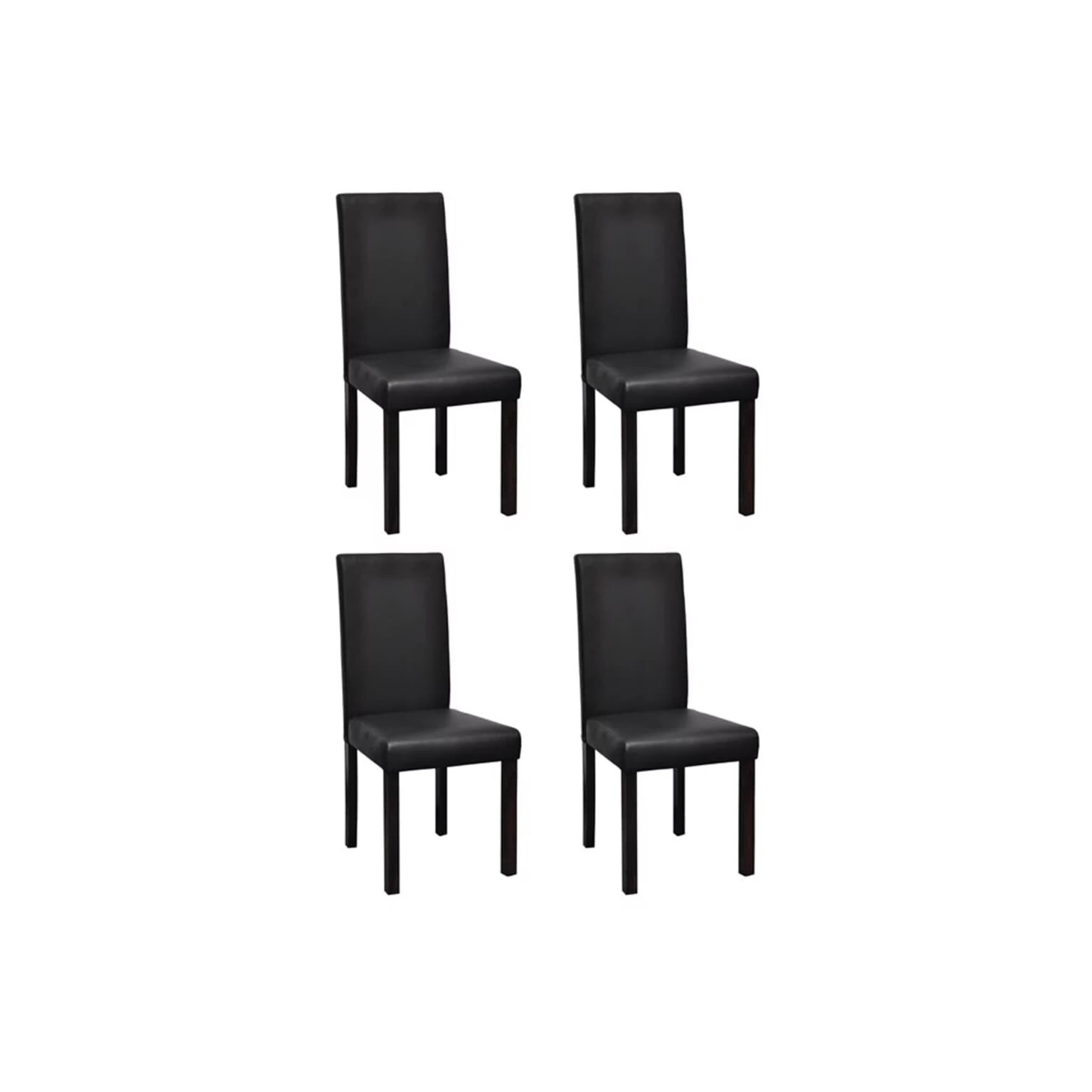 Set de 4 scaune pentru bucatarie, design clasic, vidaXL, Piele artificiala, Negru
