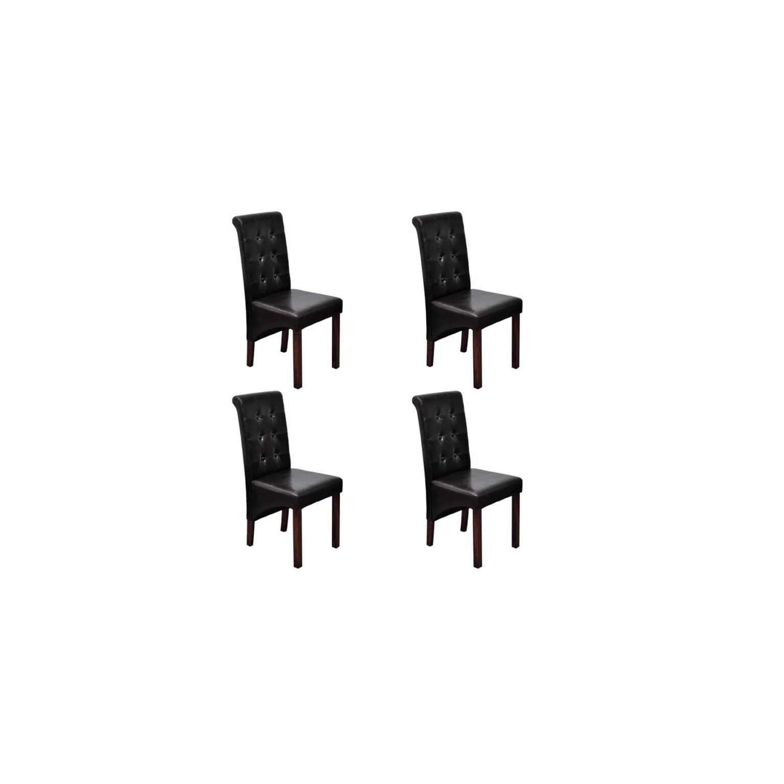 Set de 4 scaune cu margini rotunjite pentru bucatarie, vidaXL, Piele artificiala, Negru