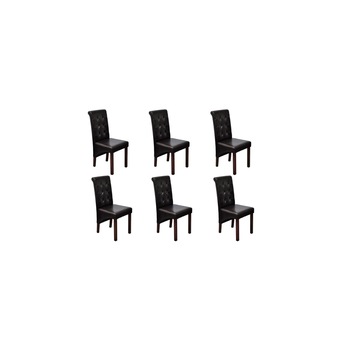 Set de 6 scaune cu margini rotunjite pentru bucatarie, vidaXL, Piele artificiala, Negru