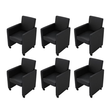 Set de 6 scaune de bucatarie tip fotoliu, vidaXL, Piele artificiala, Negru Set de 6 scaune de bucatarie tip fotoliu, vidaXL, Piele artificiala, Negru