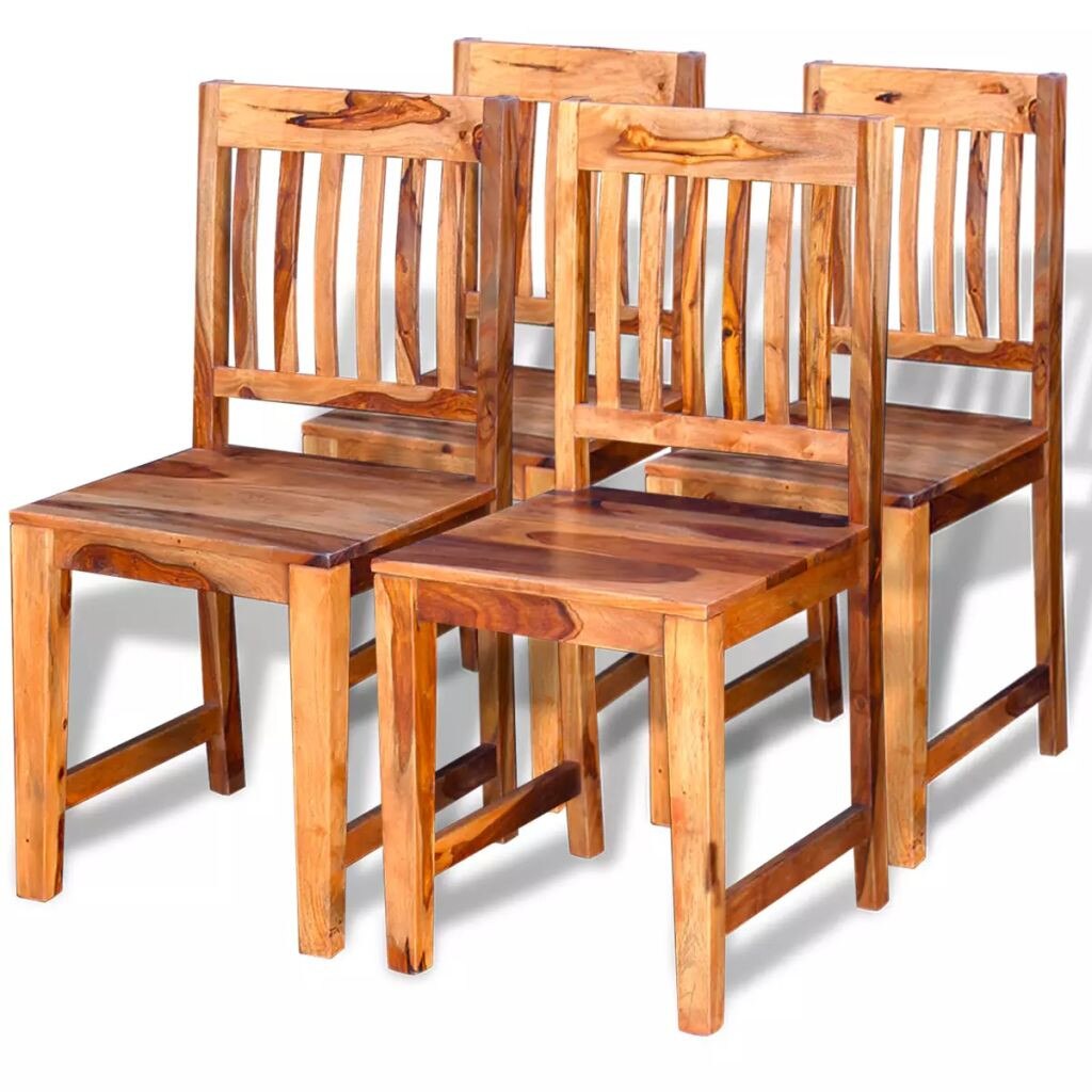 Set de 2 scaune de lemn masiv de palisandru pentru bucatarie, vidaXL, Maro