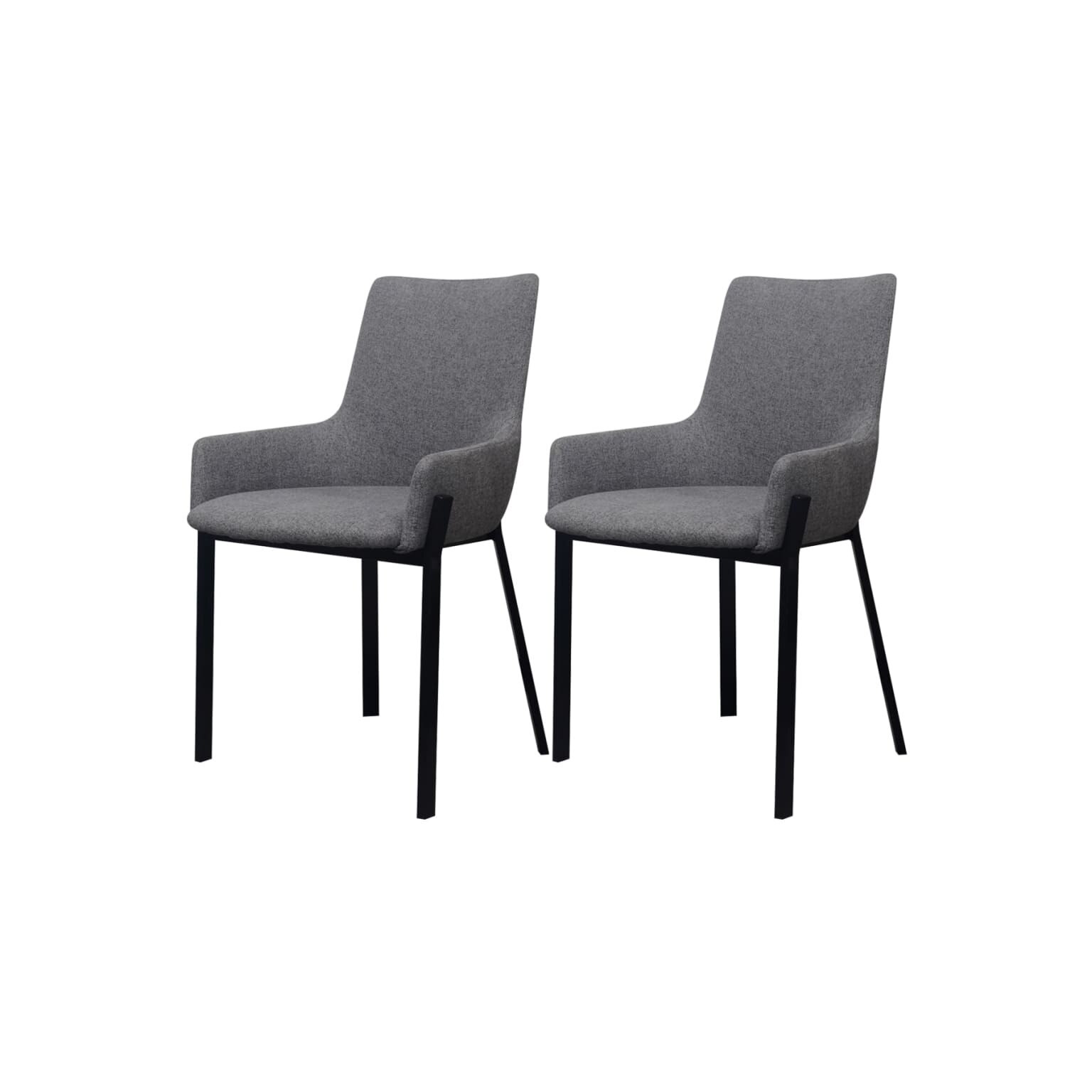 Set de 2 scaune din material textil si cadru de otel pentru bucatarie, vidaXL, Gri