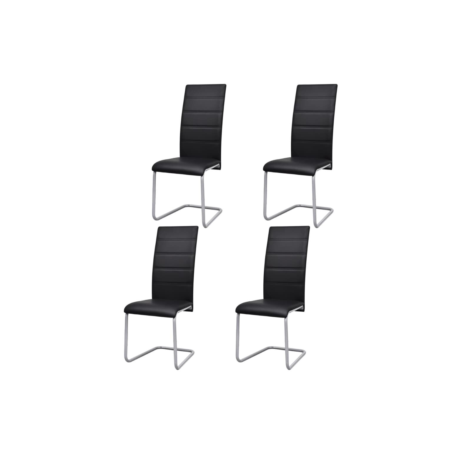 Set de 4 scaune de bucatarie, stil modern, vidaXL, Piele artificiala, Negru