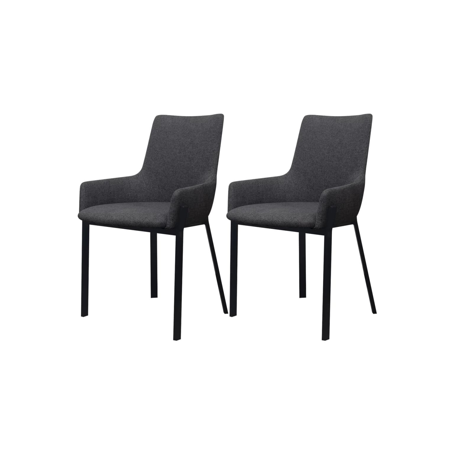 Set de 2 scaune din material textil si cadru de otel pentru bucatarie, vidaXL, Gri inchis
