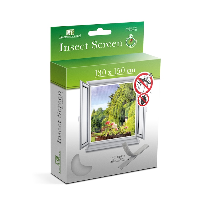 Plasa anti-tantari pentru ferestre Delight 11602WH, rezistenta la razele UV, 130x150 cm, alb