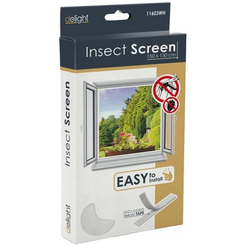 Plasa anti-tantari pentru ferestre Delight 11603WH, 150 x 150 cm, Alb Plasa anti-tantari pentru ferestre Delight 11603WH, 150 x 150 cm, Alb