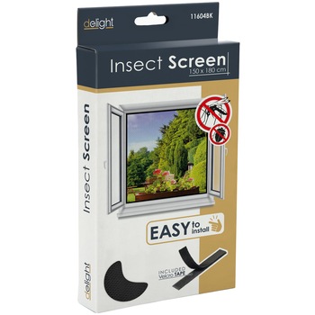 Plasa anti-tantari pentru ferestre Delight 11604BK, 150 x 180 cm, Negru Plasa anti-tantari pentru ferestre Delight 11604BK, 150 x 180 cm, Negru