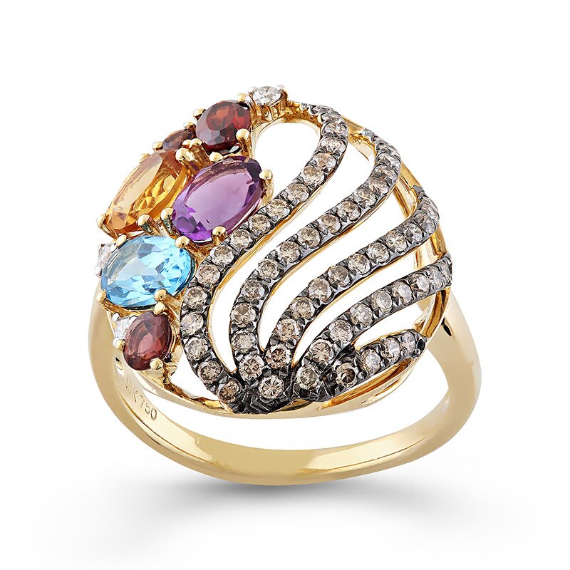 Inel Deruvo Aur 18k Diamante, Pietre Pretioase, 48 R27913-Y