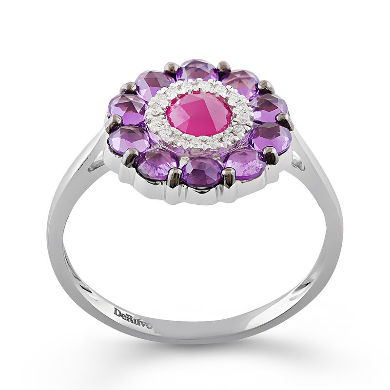 Inel Deruvo Aur 18k Diamante, Ametiste, Rubin, 53 R24774RLRRAMWN-W