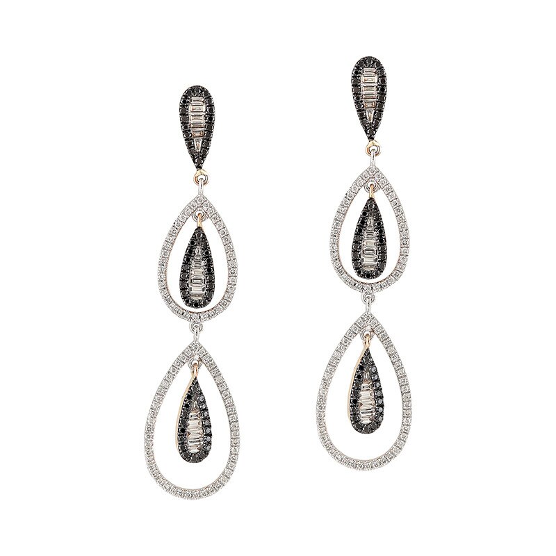 Cercei Deruvo Aur 18k Diamante, Diamante Negre E2577BLDD-RW